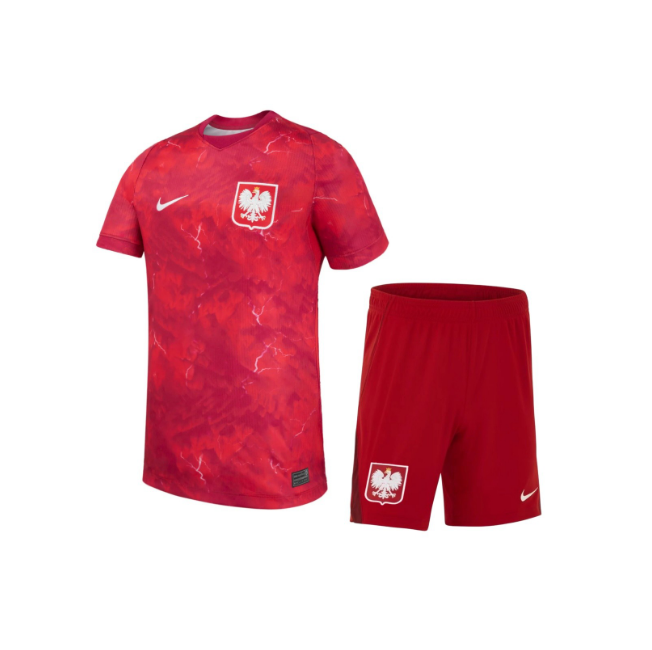2026 FIFA World Cup Poland Away Kids Soccer Kits Shirt With Shorts
